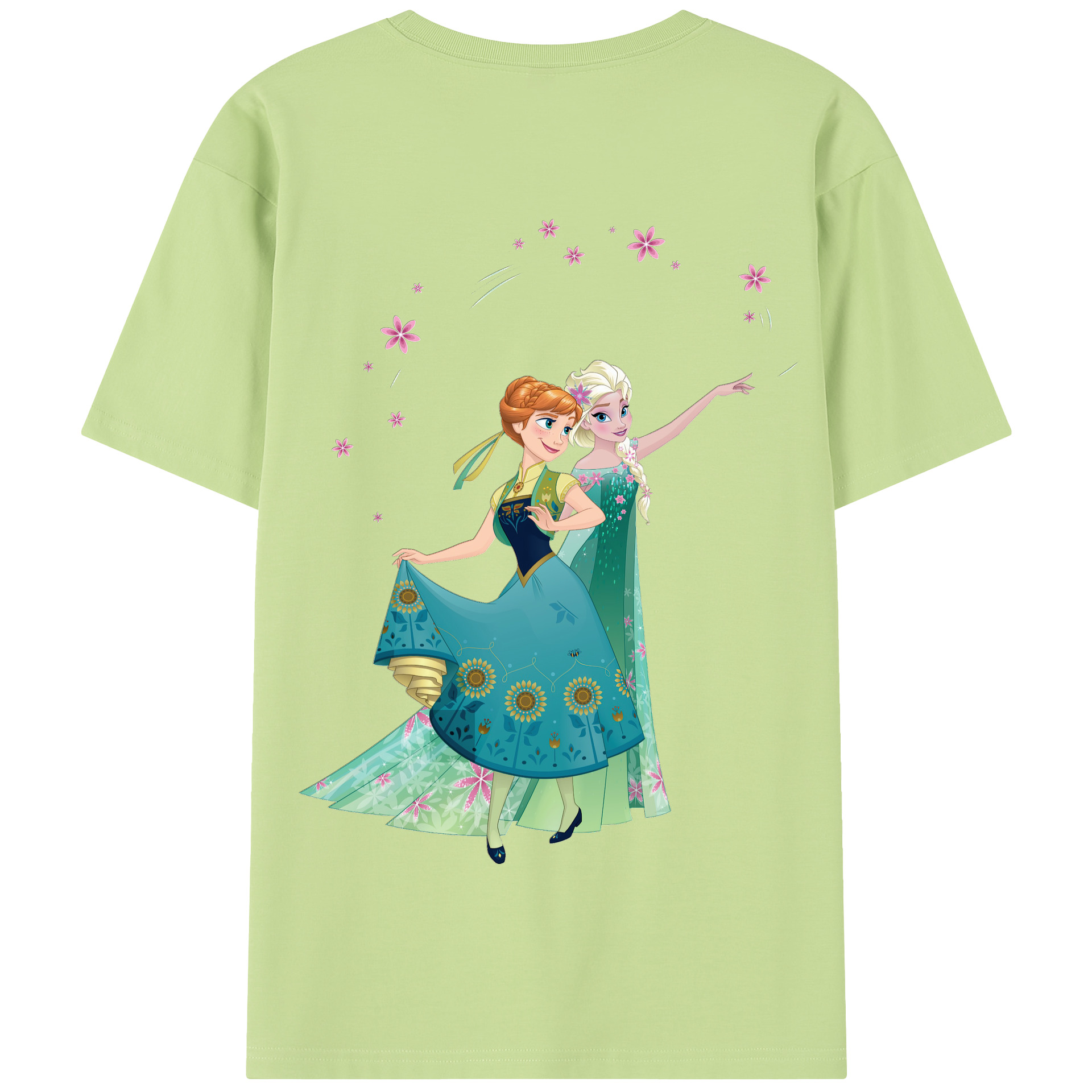（画像用） アナと雪の女王 アンナ エルサ Frozen Anna Elsa 綿100％半袖Tシャツ（背面プリント）